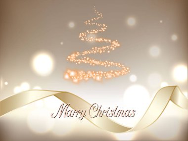 Işık vektör etkisi wiyh şerit altın arka plan üzerinde dan Noel ağacı. 