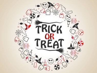 Şeker ya da numara Cadılar Bayramı Kırmızı ve siyah öğeleri eski arka plan üzerinde. Vektör çizim Eps 10.