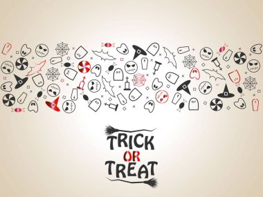 Şeker ya da numara Cadılar Bayramı Kırmızı ve siyah öğeleri şeritler şeklinde sarı arka plan üzerinde. Vektör çizim Eps 10.