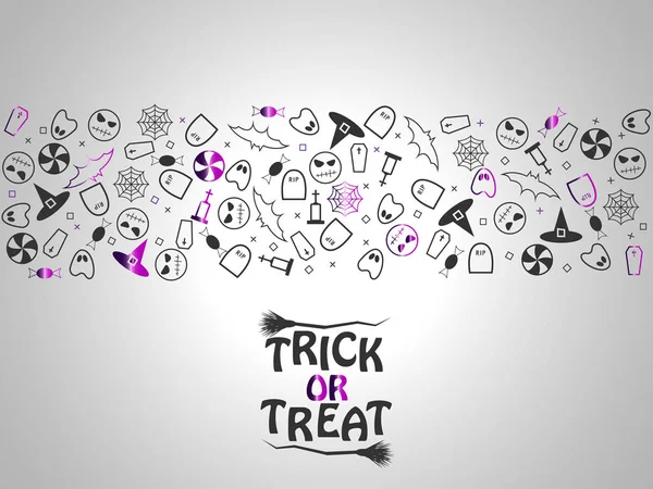 Şeker ya da numara Cadılar Bayramı mor ve siyah öğeleri şeritler şeklinde Gümüş arka plan üzerinde. Vektör çizim Eps 10.