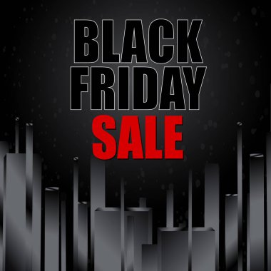 Soyut öğeler siyah arka plan üzerine siyah Cuma satışı. Vektör çizim.