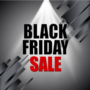 Işık efekti ve soyut öğeler Gümüş arka plan üzerinde siyah Cuma satışı. Vektör çizim.