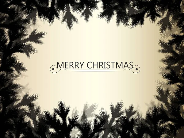 圣诞树的树枝在金色和黑色的框架。矢量插图. — 图库矢量图片