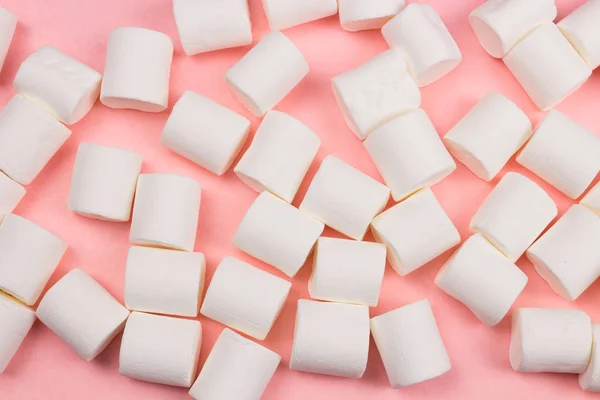 Marshmallows Roze Pastel Achtergrond — Stockfoto