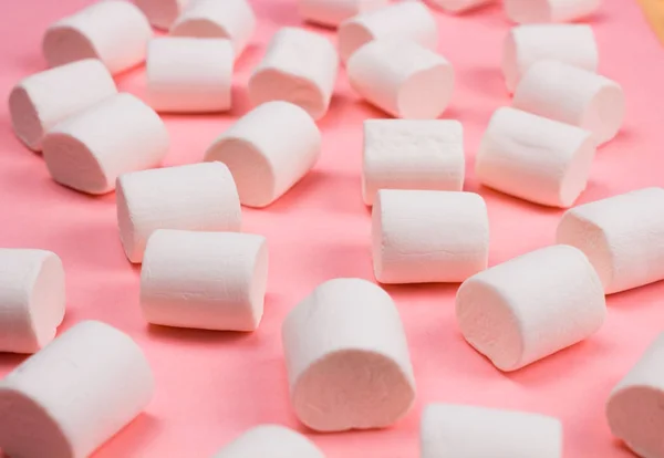 Marshmallows Roze Pastel Achtergrond — Stockfoto