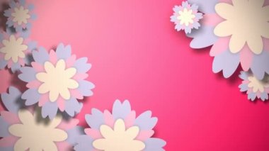 Pembe bir arka plan üzerinde pastel renkli çiçekli duvar kağıdı animasyonlu.