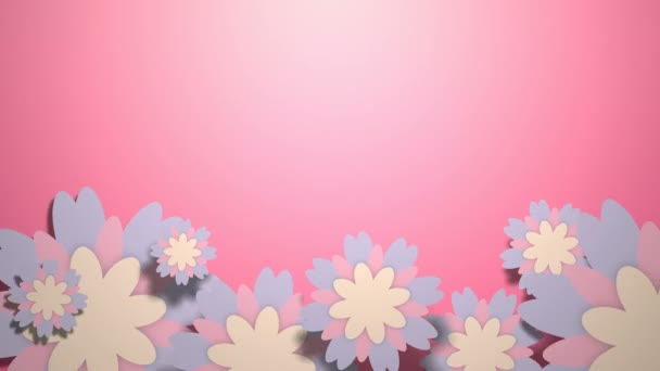 粉红色背景的粉彩彩色花朵动画壁纸 — 图库视频影像