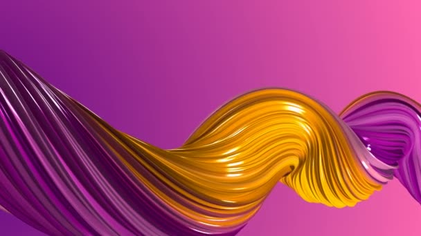 紫色和黄色扭曲的形状动画在新鲜紫背景 — 图库视频影像