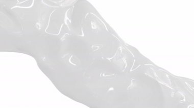 Beyaz arka plan üzerinde izole beyaz sıvı doku. Özet akışı animasyon.