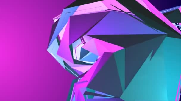 Retro Neon Animasyon Stilini Geometrik Soyut Döngü Görüntüleri — Stok video