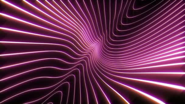 Linee Neon Astratte Viola Animazione Sfondo Scuro — Video Stock