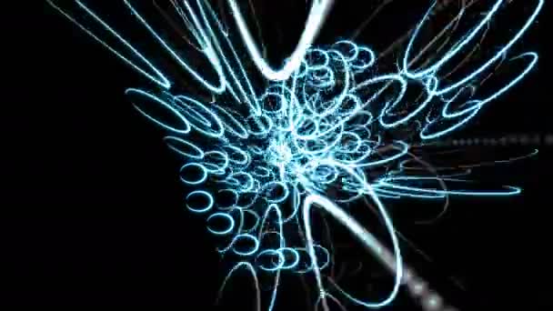 Анимационный Эффект Абстрактных Синих Линий Темном Фоне — стоковое видео