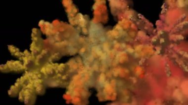 Toz ve duman patlama koyu arka plan üzerinde. Soyut animasyon.