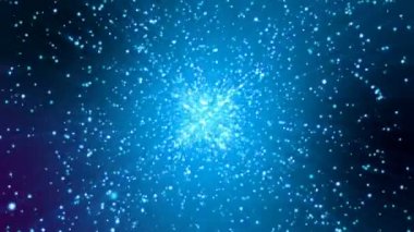 Mavi parlak explosin parıldıyor. Soyut animasyon.