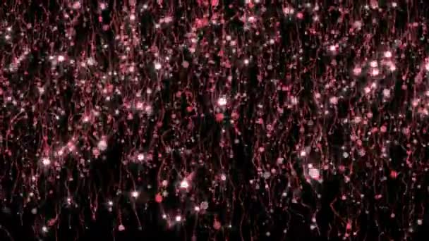 玫瑰金色闪光的火花雨落在黑暗的背景 抽象4K — 图库视频影像