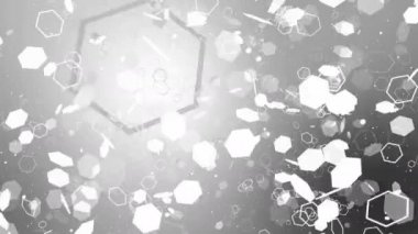 Gümüş arka plan üzerinde beyaz altıgen glitter sparkles animasyon.
