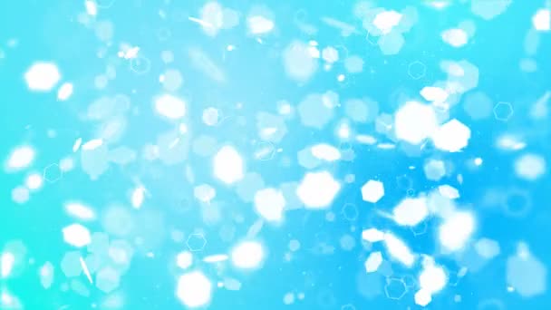 Hexagone Blanc Scintille Animation Sur Fond Bleu — Video