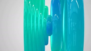 Soyut taze mavi daireler sıvı cam animasyon. Sorunsuz döngü görüntüleri.