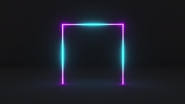 Abstracte Neon Lichtstrepen Lijnen Met Reflectie Donkere Achtergrond Naadloos Lus — Stockvideo