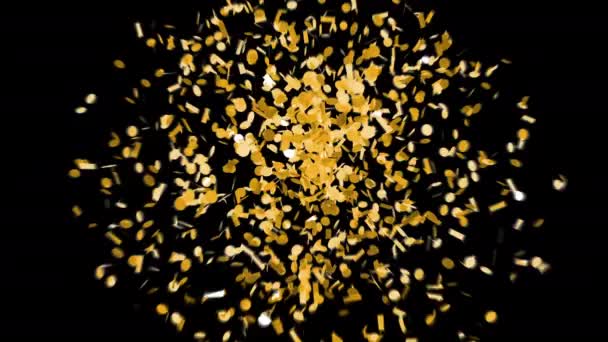 Feliz Ano Novo Explosão Confetes Ouro Fundo Escuro Férias Feliz — Vídeo de Stock