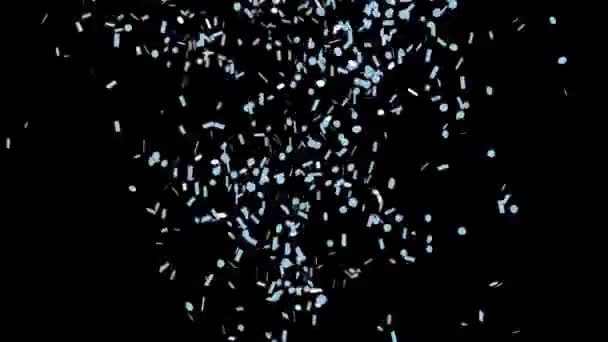 Партійний Вибух Конфетті Чорному Тлі Анімація Рендеринга Confetti Падає Альфа — стокове відео