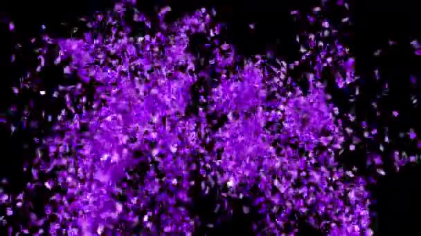 在黑色背景上的派对爆炸 3D渲染带有Alpha的Confetti动画 — 图库视频影像