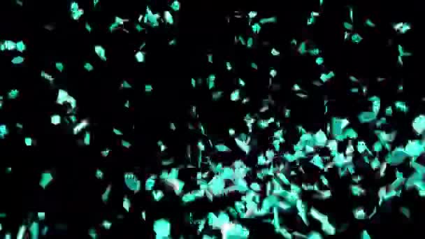 Fête confettis explosion sur fond noir. 4k 3d rendu animation de confettis tombant avec alpha .