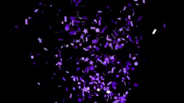 Feestexplosie Confetti Zwarte Achtergrond Maken Animatie Van Confetti Vallen Met — Stockvideo