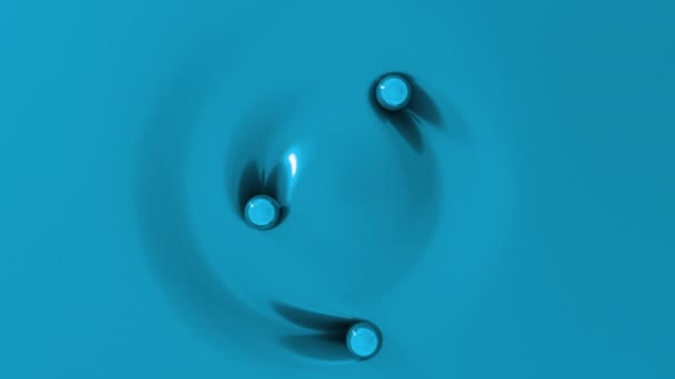 Three Blue Balls Rolling Circle Soft Surface Top View Spheres — 비디오