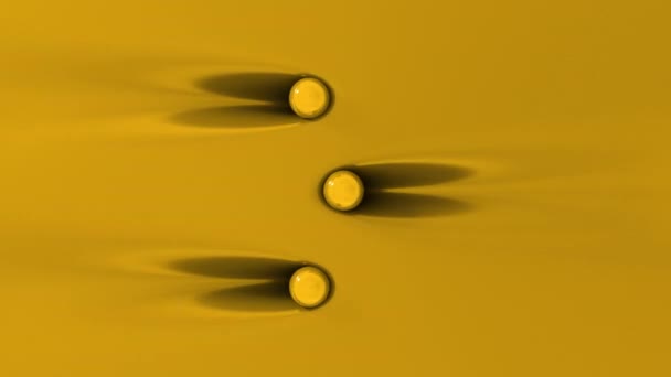 Drei Goldene Kugeln Rollen Auf Weicher Oberfläche Ansicht Von Kugeln — Stockvideo