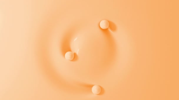 Three Yellow Balls Rolling Circle Soft Surface Top View Spheres — 비디오