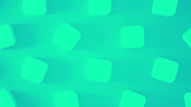 Cubes de menthe 3D abstraits tournant autour. Animation forme fond. Vidéo de rendu 4k. Boucle sans couture .