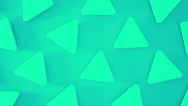 Абстрактный Трехмерный Мятный Треугольник Вращающийся Вокруг Анимация Формирует Фон Отснятый — стоковое видео