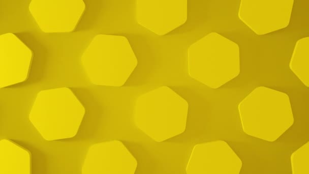 Абстрактный Трехмерный Желтый Шестиугольник Вращающийся Вокруг Анимация Формирует Фон Отснятый — стоковое видео