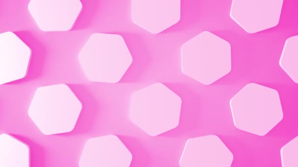 Абстрактный Трехмерный Розовый Шестиугольник Вращающийся Вокруг Анимация Формирует Фон Отснятый — стоковое видео