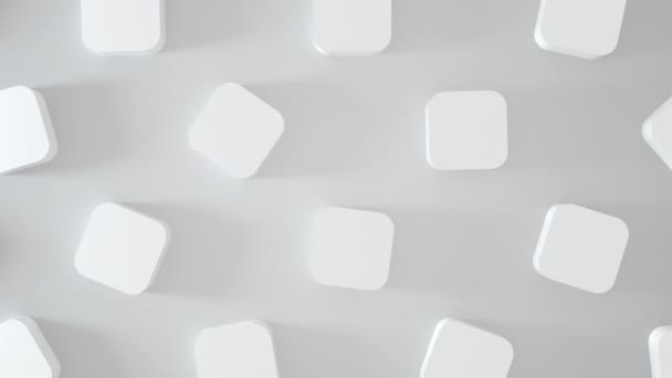 Cubos Blancos Abstractos Girando Alrededor Animación Formas Fondo Renderizar Imágenes — Vídeos de Stock