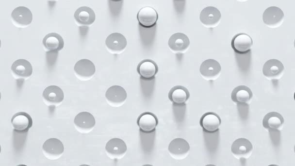 Блакитна Абстрактна Анімація Різного Масштабу Білих Кульок Текстурованій Поверхні Тінями — стокове відео