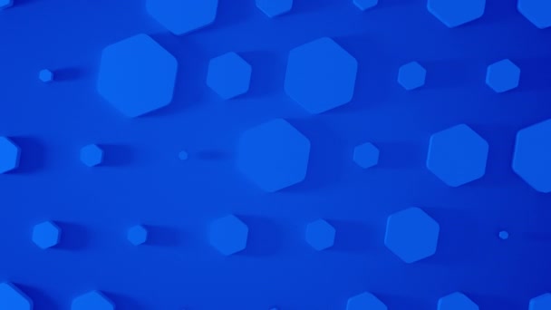 Échelle hexagonale bleue 3D abstraite et rotation autour. Animation forme fond. Vidéo de rendu 4k. Boucle sans couture .