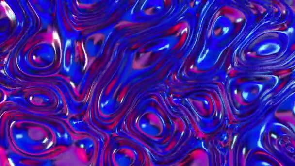 Ondas Líquidas Abstractas Ondulan Superficie Ultravioleta Reflejos Luz Neón Abstracto — Vídeo de stock