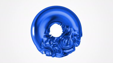 Sıvı dalga deformasyonlu üç boyutlu torus. Dalgalanma deformasyonlu mavi renk küpü. 4k kusursuz döngü görüntüsü.