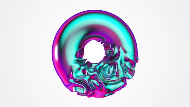 Torus Abstracto Con Deformación Ondas Líquidas Cubo Color Ultravioleta Con — Vídeos de Stock