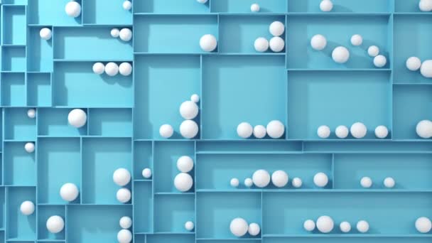Abstract Boxes White Balls Rolling Animation Render Shapes Backdrop Footage — Stock Video