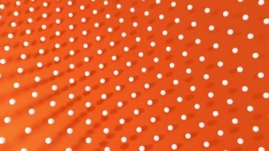 Soyut üç boyutlu toplar, turuncu lav arka planındaki dalgalar ve gölgeler gibi hareket ediyorlar. Kusursuz döngü canlandırması.