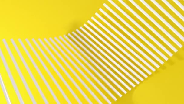 抽象的3D线条像波浪一样在黄色背景和阴影下运动 无缝循环动画 — 图库视频影像