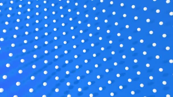 抽象的3D球在蓝色背景和阴影下像波浪一样运动 无缝循环动画 — 图库视频影像