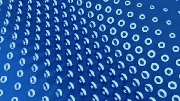 要旨影のある青の背景に波のように動く3次元円 シームレスループアニメーション — ストック動画