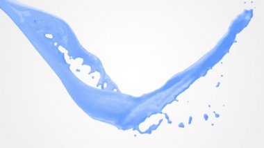 Soyut gerçekçi 3D mavi sıvı alfa kanalı ile sıçrıyor ve dökülüyor. 4k canlandırma görüntüsü.