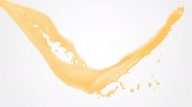 Soyut gerçekçi 3D sarı sıvı alfa kanalı ile sıçrıyor ve dökülüyor. 4k canlandırma görüntüsü.