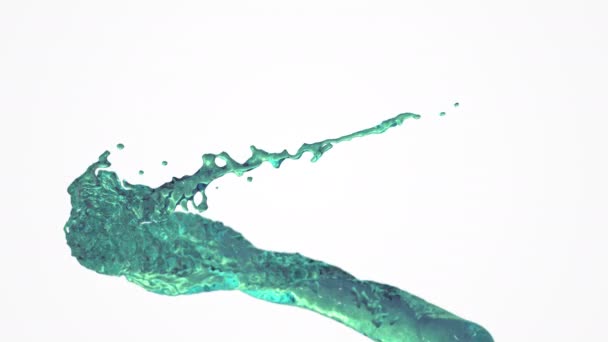 抽象的な緑のアクア液体の流れと水しぶき アルファマット付き4K 3Dアニメーション 水の現実的な液体が渦巻く — ストック動画