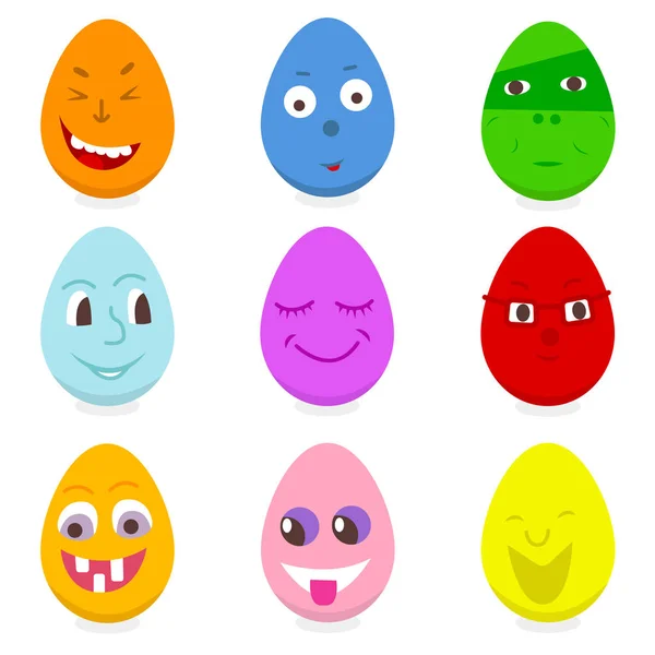 Set of eggs funny characters for easter — Stock Vector